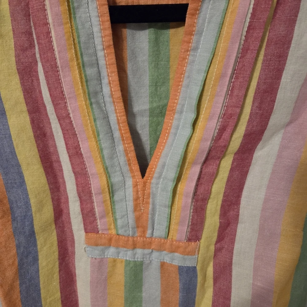 J.Crew Women's Multicolor Striped Linen-Cotton Blend Casual Dress. Sz PM - Picture 4 of 9